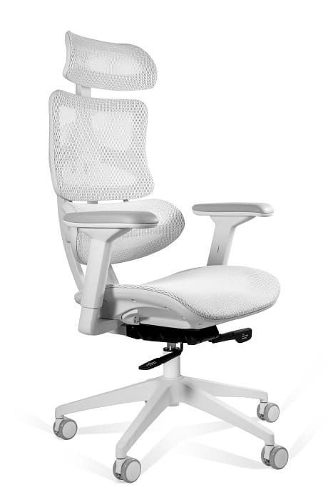 Ergonomic office chair Unique ERGOTECH white frame - white construction,  white mesh seat and backrest